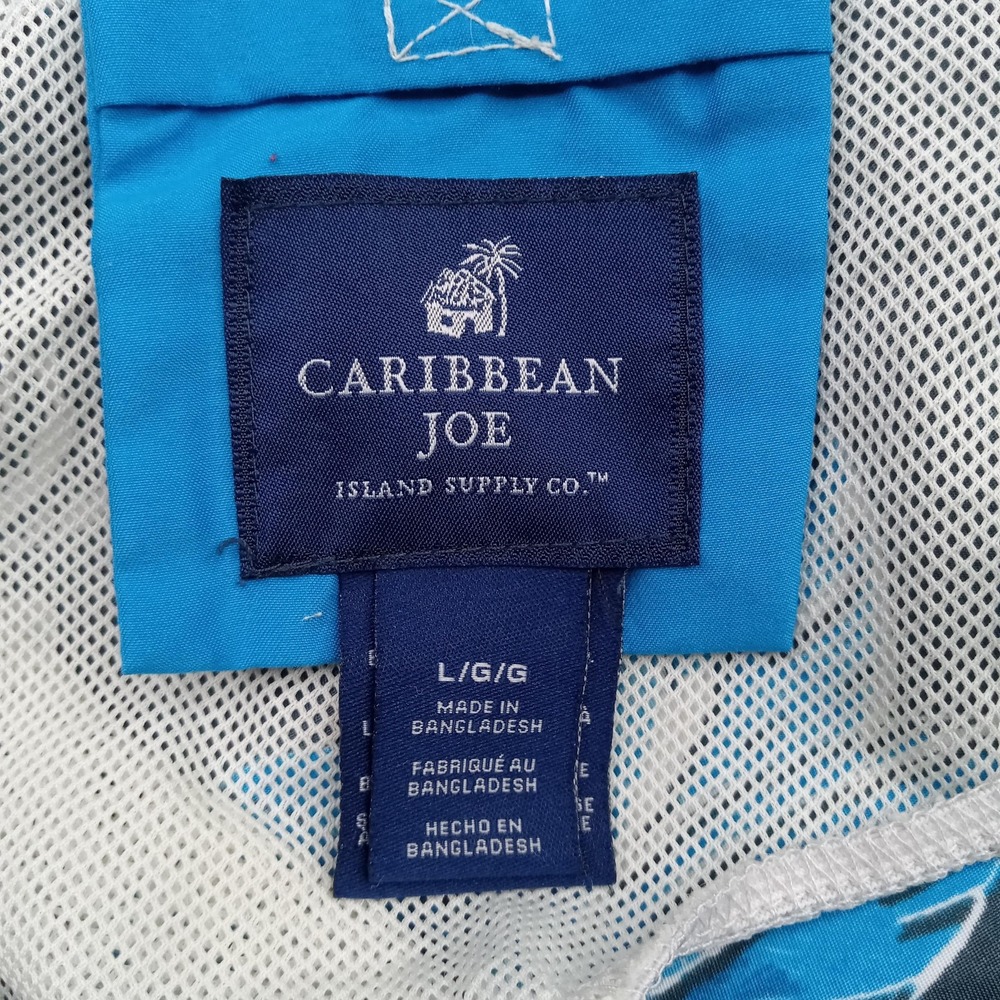 Caribbean Joe Swim Trunks Mens‎ Large Black Blue Floral Board Shorts Mesh Lined - Picture 2 of 8